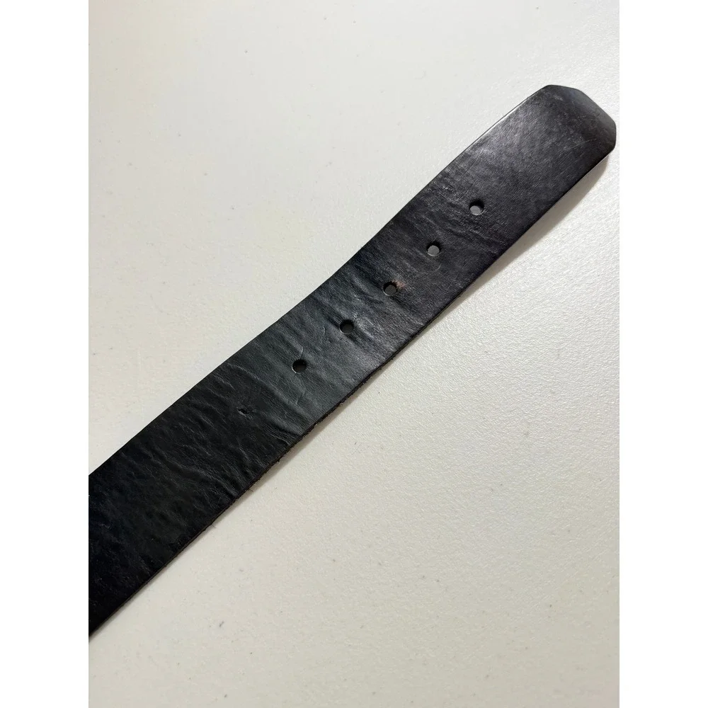 Fossil Mens Black Genuine Leather Belt Silver Buckle‎ Size 85 34